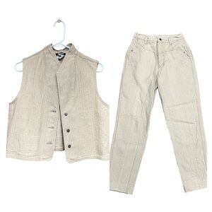 Vintage Rockies Pinstripe Western Yoke Jeans with Matching Vest 2-Piece Set